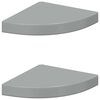 vidaXL Floating Corner Shelves 2 pcs High Gloss Grey 25x25x3,8 cm MDF
