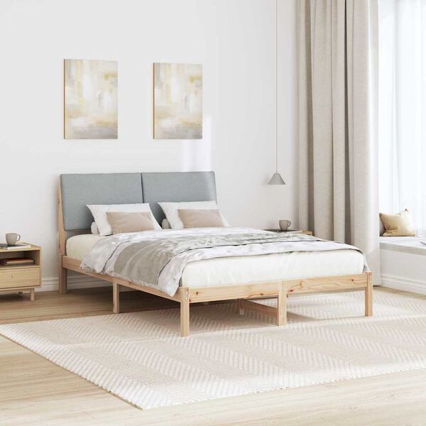 vidaXL Bed frame Brown and light grey 140 x 200 cm Solid pine wood