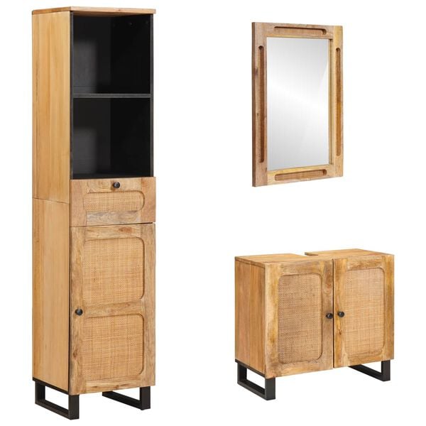 vidaXL Bathroom Sets with Drawer with Shelf Natural Solid Mango Wood