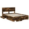 vidaXL Bed Frame with Drawer Smoked Oak 140 x 190 cm Engineered Wood