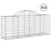 vidaXL Arched Gabion Baskets 15 pcs 200x50x80/100 cm Galvanised Iron