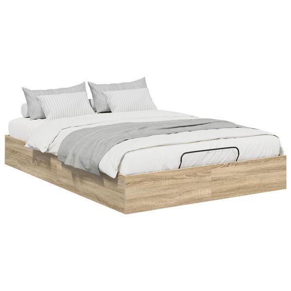 vidaXL Ottoman Bed Frame Sonoma Oak 193 x 140 x 25 cm Engineered Wood