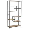 vidaXL Bookcase Solid Firwood and Steel 90.5x35x180 cm