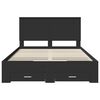 vidaXL Bed Frame with Headboard Black 135 x 190 cm Engineered Wood