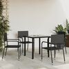 vidaXL 5 Piece Garden Dining Set Black Poly Rattan and Steel