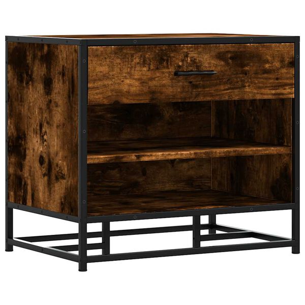 vidaXL Shoe Bench Smoked Oak 60x40x53.5 cm Engineered Wood and Metal