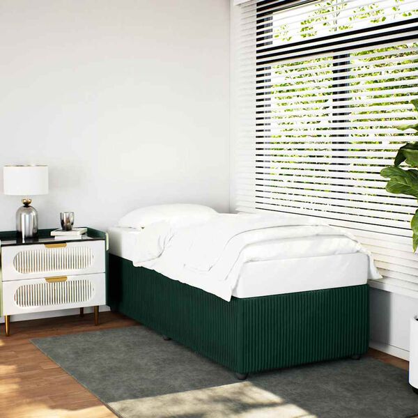 vidaXL Bed Frame without Mattress Dark Green 90x200 cm Velvet