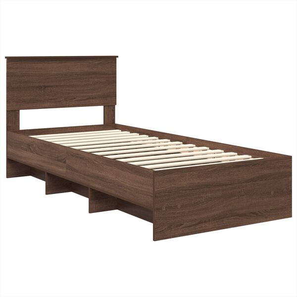 vidaXL Bed Frame with Headboard Brown Oak 80 x 200 cm Engineered Wood