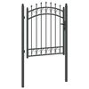 vidaXL Fence Gate with Spikes Grey 125 x 100 cm Powder-coated steel