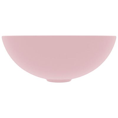 vidaXL Bathroom Sink Ceramic Matt Pink Round