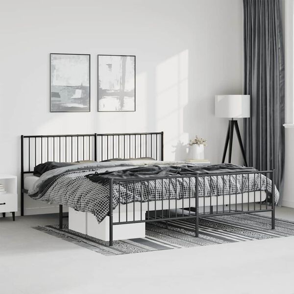 vidaXL Metal Bed Frame without Mattress with Footboard Black 183x213cm