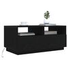 vidaXL Coffee Table with LED Lights Black Oak 90x49x40 cm