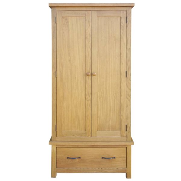 vidaXL Wardrobe with 1 Drawer 90x52x183 cm Solid Oak Wood