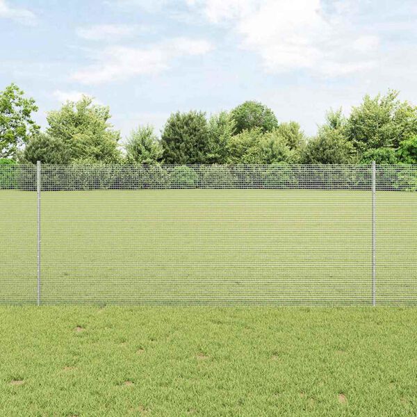 vidaXL Fence with Post Silver 1 x 10 m Steel
