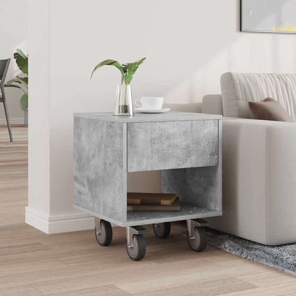 vidaXL Bedside Table Concrete Grey 40.5 x 40 x 48 cm Engineered Wood