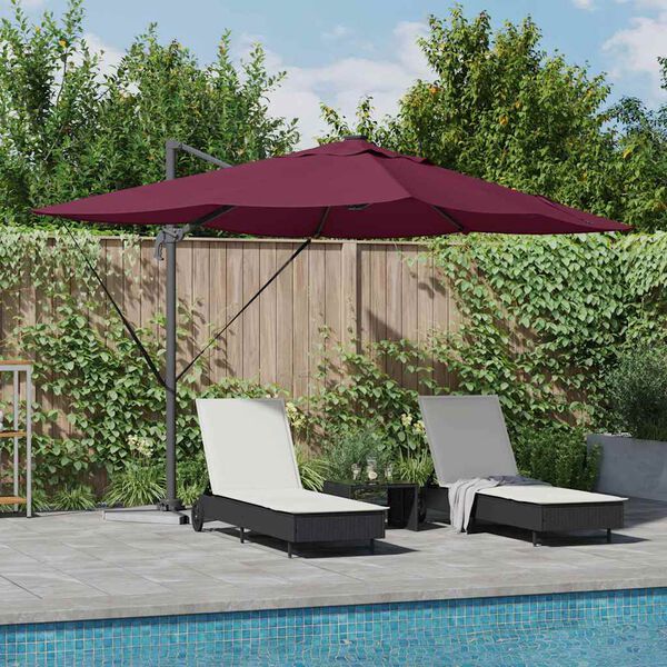 vidaXL Cantilever Roma Parasol Manual Red and Black 352 x 251 x 265 cm