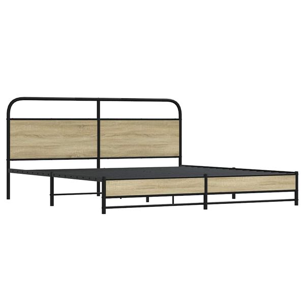 vidaXL Metal Bed Frame without Mattress Sonoma Oak 200x200 cm