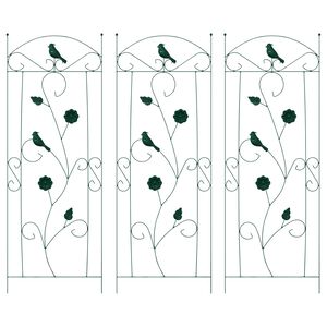 vidaXL Garden Fence 3 pcs Green 110 x 40 cm Steel