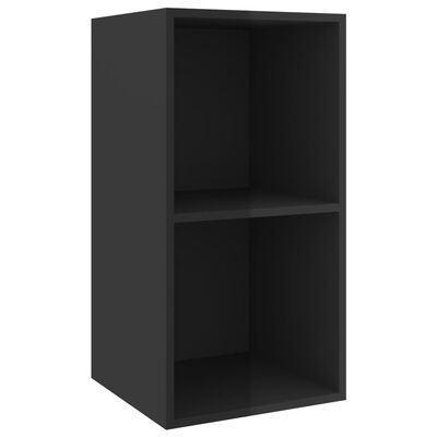 vidaXL Wall-mounted TV Cabinet High Gloss Black 37x37x72 cm Engineered Wood