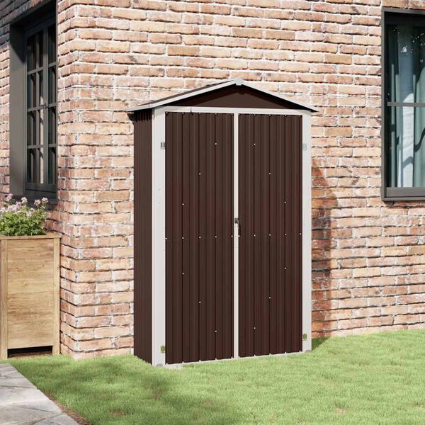 vidaXL Garden Shed Brown 116x45x175 cm Galvanised Steel