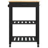 vidaXL Kitchen Trolley Black 88.5 x 40 x 60 cm Solid Pine Wood