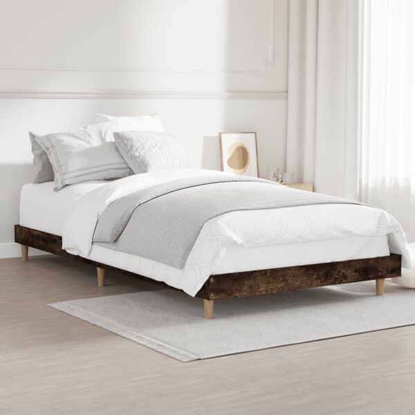 vidaXL Bed Frame without Mattress Smoked Oak 100x200 cm Engineered Wood