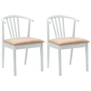 vidaXL Dining Chair 2 pcs White and Brown Solid Rubberwood