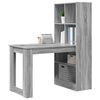 vidaXL Desk with Shelf Grey Sonoma 122 x 67 x 145 cm Engineered Wood