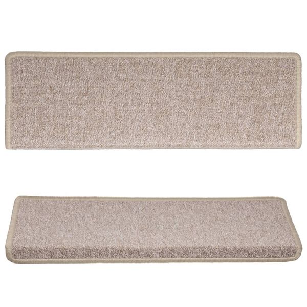vidaXL Stair Mats 15 pcs 65x21x4 cm Taupe Rectangular Edge
