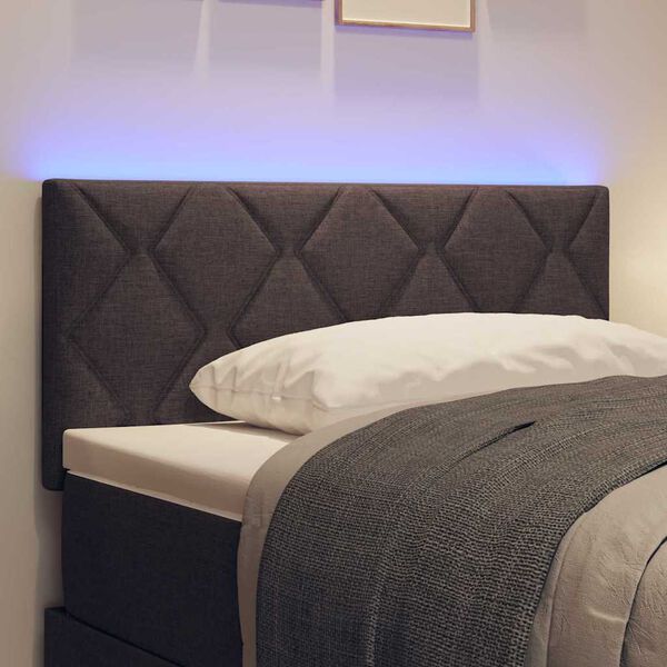 vidaXL Headboard with LED Strip Lights Adjustable Brown 100 cm Fabric
