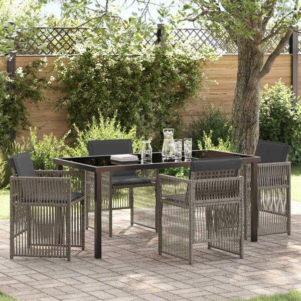 vidaXL Garden Dining Set 5 pcs Grey Powder-Coated Steel