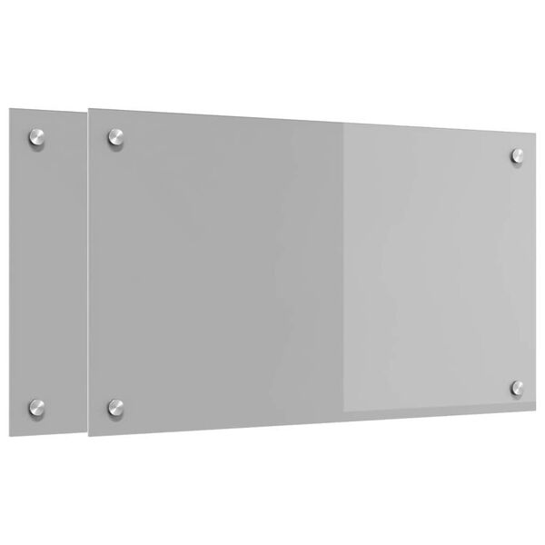 vidaXL Kitchen Backsplash 2 pcs Light Grey 70 x 40 cm Tempered Glass