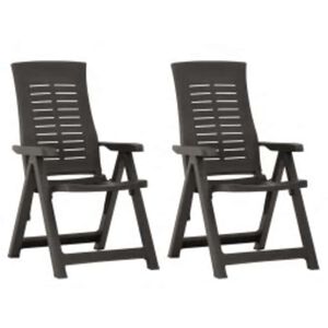 vidaXL Reclining Folding Chairs 2 pcs Plastic Anthracite