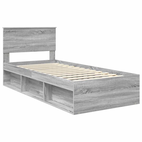 vidaXL Bed Frame Grey Sonoma 90 x 190 cm Solid Pine Wood