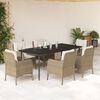 vidaXL 7 Piece Garden Dining Set with Cushions Beige Poly Rattan