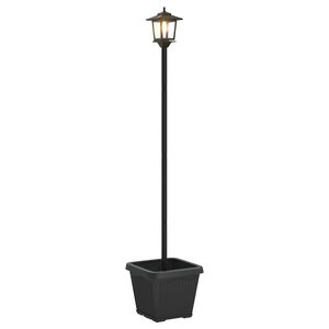 vidaXL Solar Lamp Post with Planter Black 32 x 32 x 158 cm