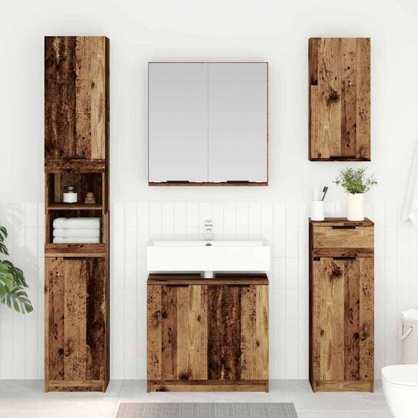 vidaXL Bathroom Cabinet Set with Shelf 3 pcs Old Wood Engineered Wood