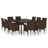 vidaXL 11 Piece Garden Dining Set Poly Rattan Brown