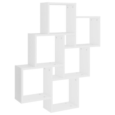 vidaXL Wall Cube Shelf White 78x15x93 cm Engineered Wood