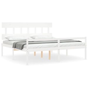 vidaXL Senior Bed without Mattress White Super King Size Solid Wood