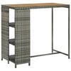 vidaXL Bar Table | Grey | Poly Rattan, Steel, Acacia Wood | Medium | Bar Table