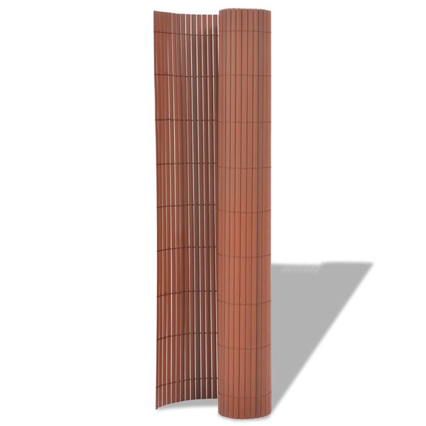 vidaXL Double-Sided Garden Fence PVC 90x500 cm Brown