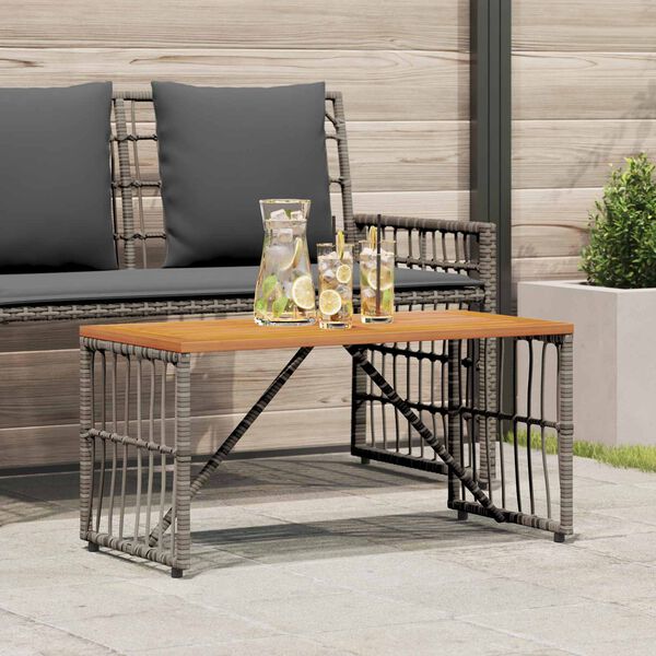 vidaXL Outdoor Table Grey 80 x 40 x 40 cm Steel and Poly Rattan