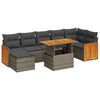 vidaXL 8 Piece Garden Sofa Set with Cushions Grey Poly Rattan Acacia