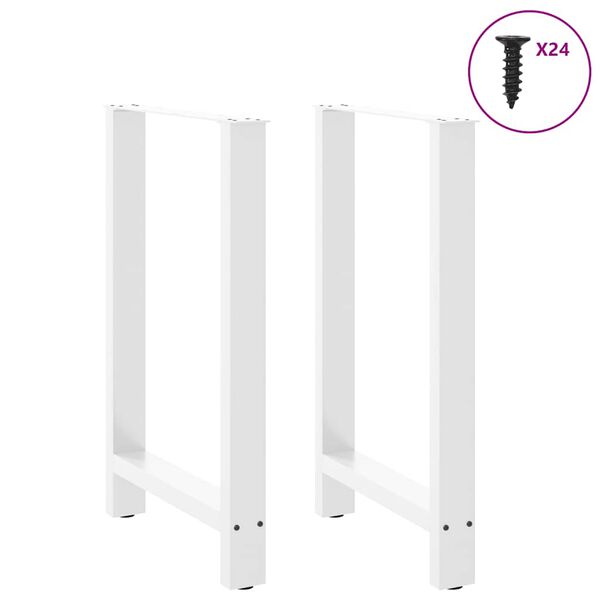 vidaXL Bar Table Legs White 2 pcs 60x(90-91) cm Steel