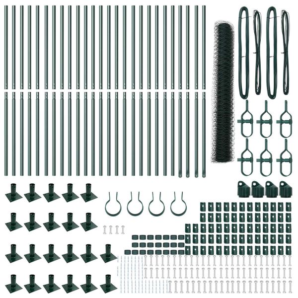 vidaXL Fence Post Green 50 x 1.2 m (50 mm mesh) Steel and PVC