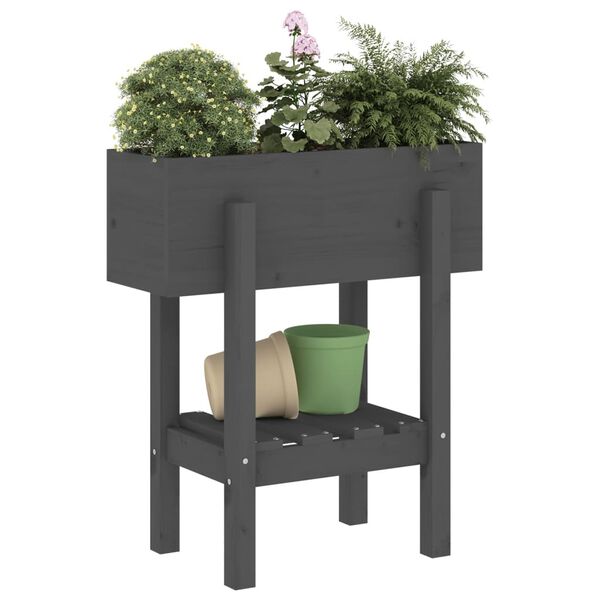 vidaXL Garden Planter Grey 62x30x69 cm Solid Wood Pine
