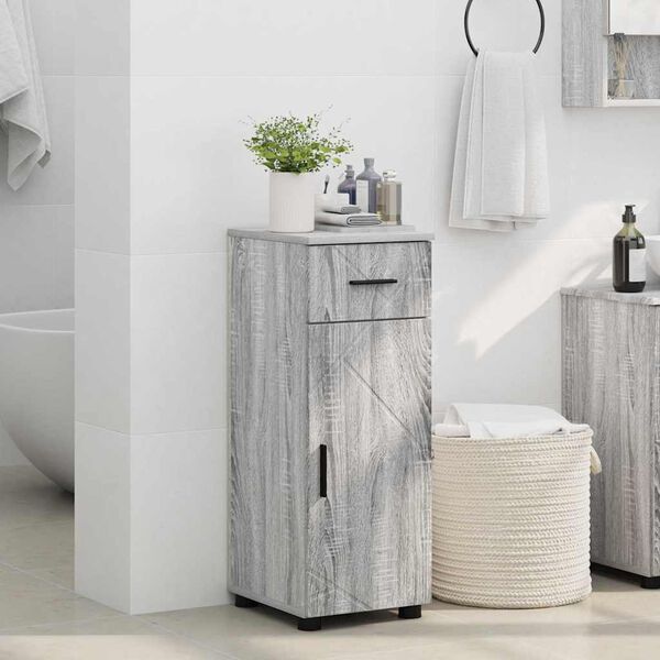 vidaXL Bathroom Cabinet with Drawer Grey Sonoma 30 x 35 x 80 cm