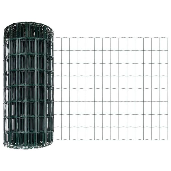 vidaXL Fence with Post Green 0.4 x 10 m Steel and PVC