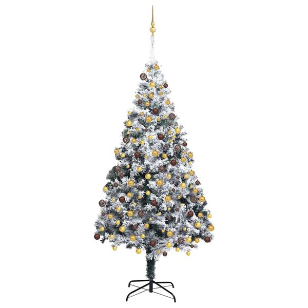 vidaXL Artificial Christmas Tree with 300 LEDs with Stand White 180 cm